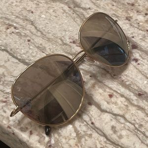 Dolce and Gabbana DG2194 58mm mirrored aviator round sunglasses gold